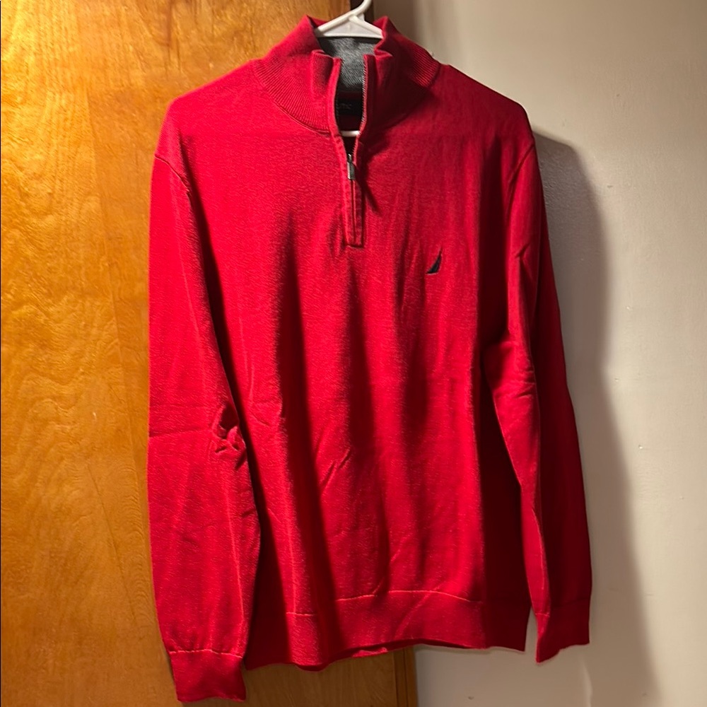 Nautica Men's Red Half-Zip Sweater
